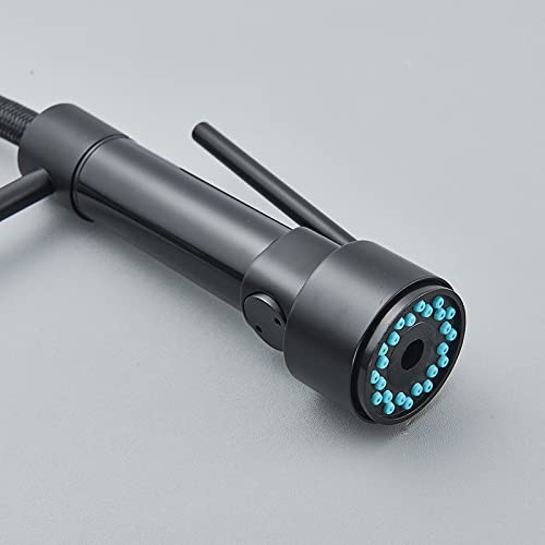 Robinet de cuisine mitigeur noir mat à double bec et ressort