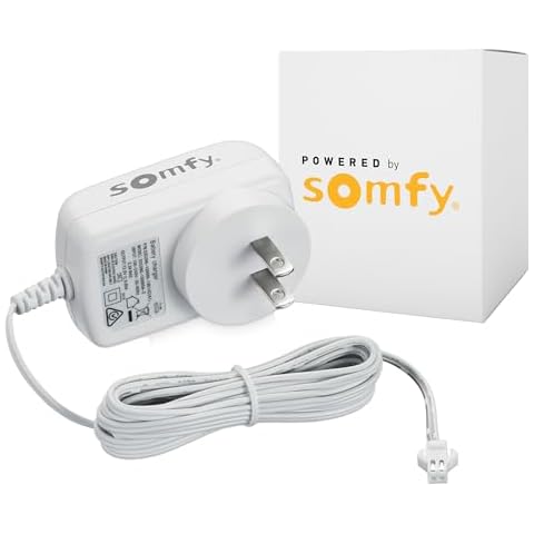 Somfy Sonesse Charger Plug-in for ST30 & R28 Motors - Compact Lithium-Ion, 8-Hour Charge, 100-240V Input, 13.3V Output, Extended Cable - #9020672 Cover
