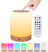 DASIAUTOEM LED Nachttischlampe Dimmbar, Kinder Nachtlicht Touch, Nachtlampe Stimmungslicht RGB 7 ...