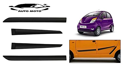 AUTOMOTO Side Door Beading Door Cladding Protector Full Black Color Compatible for Tata Nano Set of 4