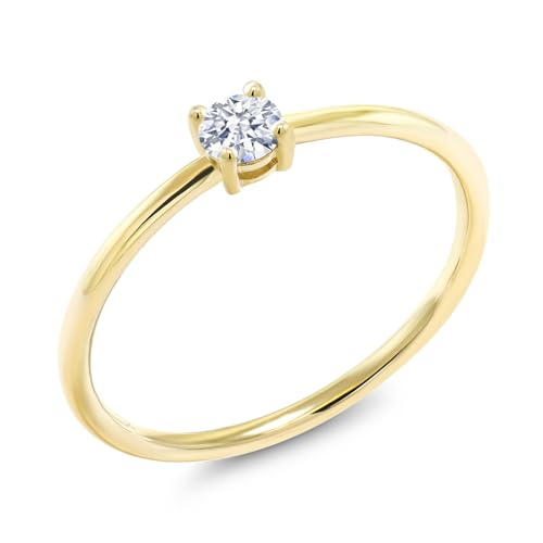 Gem Stone King 10K Yellow Gold 3.5MM Round Gemstone Birthstone Solitaire Engagement Ring | Wedding Anniversary Promise Gold Ring For Women | Available In Size 5, 6, 7, 8, 9 - Main Image