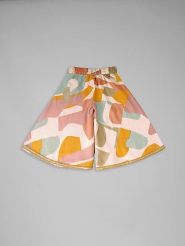 Image of ANNECA Kids Baby Girls' Multicolour Abstract Print Cotton Top And Palazzo Set with Ruffled Sleeves