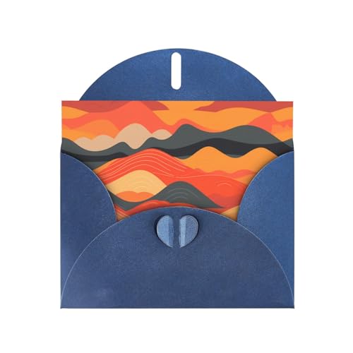 Blue WHJSHOP the sun sets in the west - Tarjeta de felicitación con impresión de papel nacarado de alta gama, doble cara, efecto perlado, hebilla de amor, sobre de papel perlado