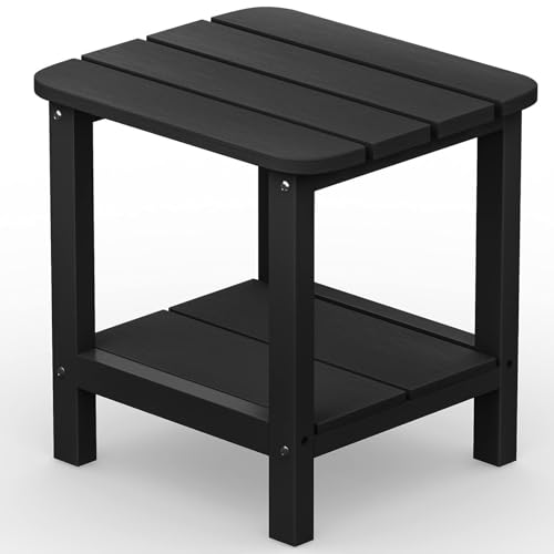 SERWALL Double Adirondack Side Table Rectangular End Table Black