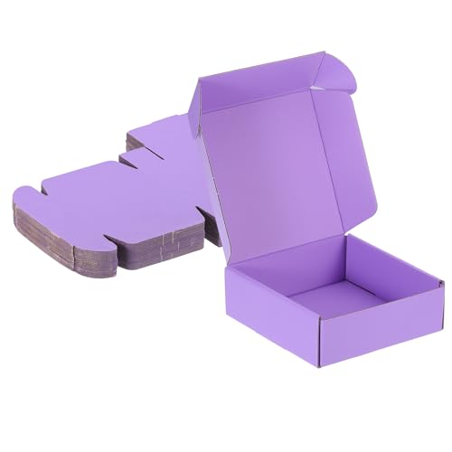 PATIKIL 6x6x2 Inch Small Shipping Boxes, 25 Pcs Corrugated Cardboard Box Gift Boxes for Packing Mailing Moving Packaging Small Business Boxes Purple