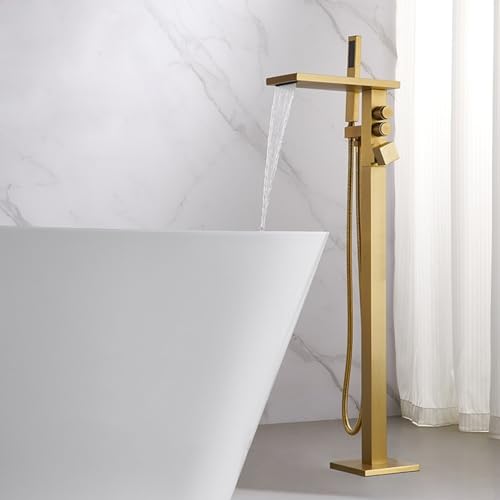 Robinet de baignoire sur pied finitions d'exception or brossé jet cascade - 6