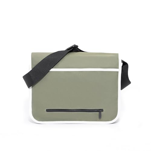 Manhattan Portage Europa Messenger Bag (Medium) Expandable With Laptop Sleeve Water Resistant Luggage Attachment 1000D Cordura For Work College Travel (Army Duck)3