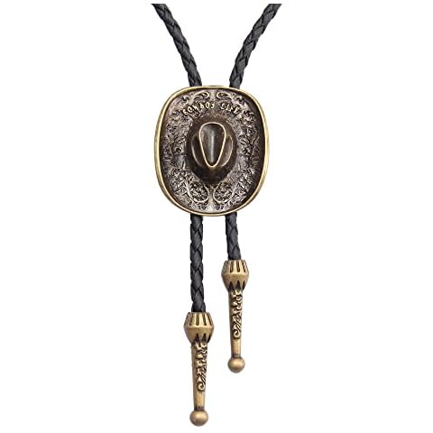 Jeilwiy Bolo Ties Western Cowboy Necktie Men's Bolo Ties Gold Western Cowboy Tie American Bolo Tie Accessories Cowboy Necklace for Women Men Cover