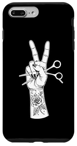理髪ハサミ 櫛 タトゥー 床屋 スマホケース iPhone 7 Plus/8 Plus 用