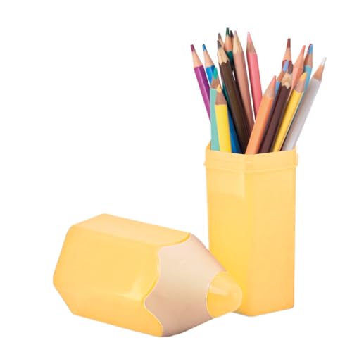 Estojo Organizador Multiuso Porta Lápis e Caneta Plasutil (Amarelo)