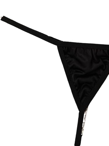 Image of RoseSeek Women's Sparkling Butterfly Chain Underwear Low Rise Cheeky G String Panty