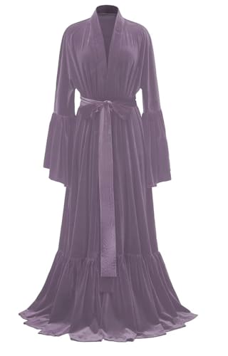 Vestido de maternidad de terciopelo hinchado para sesión de fotos, lencería larga transparente, baby shower, embarazo, fotografía, vestido AH066, Wisteria, 36