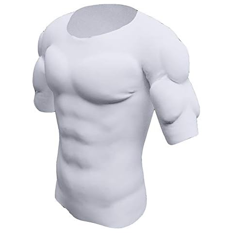 Whlucky False Chest Muscle T-Shirt Shoulder Padded Breathable Invisible Simulation Abs Muscle Undershirt Funny Cosplay Costume,White,m Cover