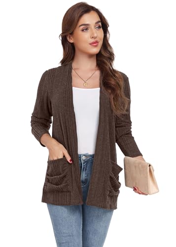 Image of GRECERELLE Womens Long Sleeve Lightweight Open Front V-Neck Casual Cardigan Sweaters Outerwear with Pockets 2025, S-2XL