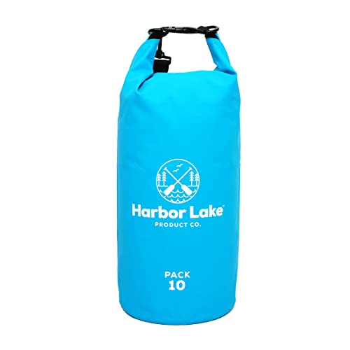 Harbor Lake Waterproof Dry Bags – Roll Top Lightweight Backpack Keeps Gear Dry for Rafting, Boating, Kayaking, Fishing, Hiking, Camping, Outdoors (Blue, 10L)
