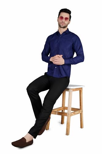 Image of Mens Slim fit Solid Casual Cotton Shirt with Spread Collar and Full Sleeves || Suitable for Office wear