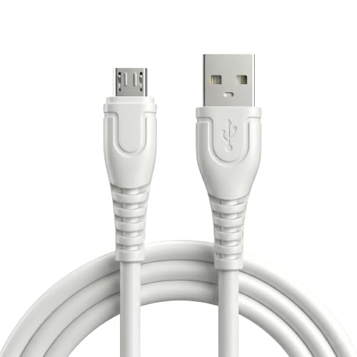 Image of USB A to Micro USB V8 Cable, Reliable Charging & High-Speed Data Transfer, White Charging Cord Compatible with Android Phones, Cameras & Accessories (Free Cable Protector)