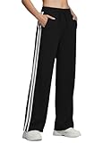SAFORT Jogginghose Damen Lang Sporthose Weites Bein Trainingshose Freizeithose Sweathose für Alltag & Training, Schwarz, 71cm, M