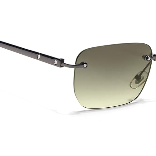 Image of Voyage Rimless Polarized Sunglasses for Men & Women (Black Lens | Black Frame - MG7601)
