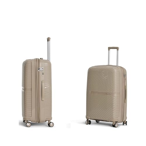 Image of 2 Pc Set 61 cms & 70 cms- Medium & Large Polypropylene 360 Degree 8 Wheels Trolley Bag for Travel Hard Case Luggage, Combination Lock with 3 Yrs Warranty (Coffee)