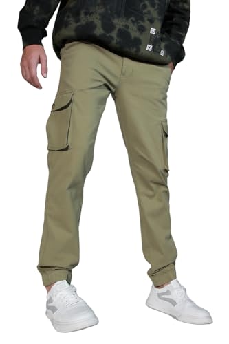 Image of Hubberholme Mens Grey Mid-Rise Cotton Casual Joggers HHMWJS004