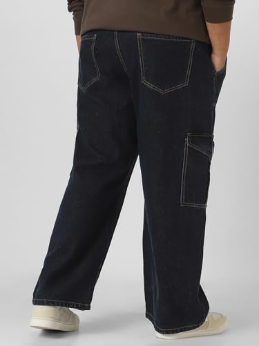 Image of Urbano Plus Men Mid Rise Loose Baggy Fit Cargo Jeans with 6 Pockets Non-Stretchable