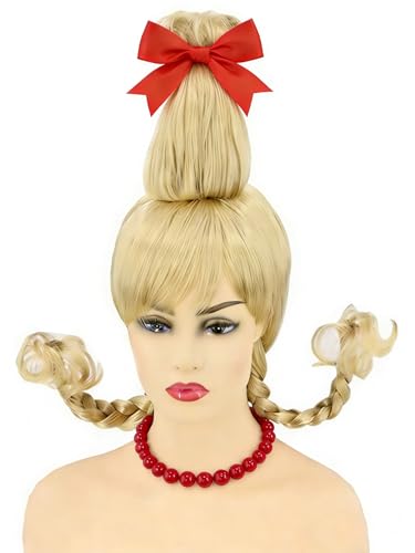 Topcosplay Womens or Girls Blonde Braids Wigs Christmas Cosutme Funny Wigs