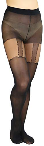 Image of ToBeInStyle Women's Faux Print Suspender Garter Sheers Pantyhose