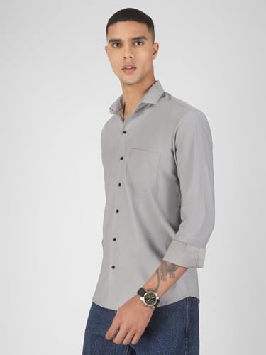 Image of Mens Cotton Lycra Full Sleeve Slim Fit Semi-Formal Shirt | Textured Pattern | Curved Hem