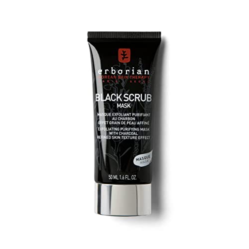 Erborian Black Scrub Mask, Masque Exfoliant Purifiant Au Charbon, Effet Grain de Peau Affiné, Soin du Visage Coréen, 50ml