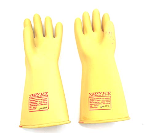 Image of M VIDYUT Sai Safety 33 Kva Electrical Insulated Rubber Seamless Hand Gloves, Pack Of 1, Yellow