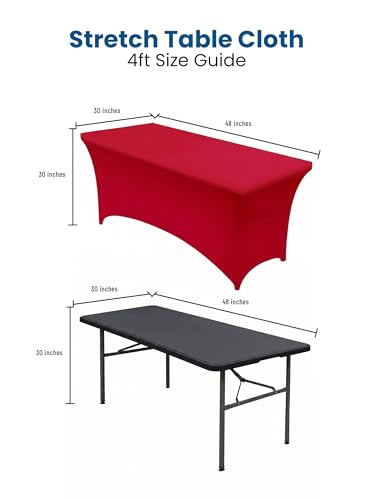 Image of Utopia Kitchen Spandex Tablecloth 2 Pack [4FT, Red] Tight, Fitted, Washable and Wrinkle Resistant Stretch Table Cloth Rectangle Cover for Trade Show, Weddings & Parties [48Lx30Wx30H Inch]