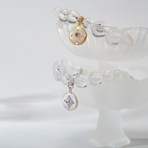Image of Five Elements Solid 925 Sterling Silver 18K Gold /White Gold Vermeil Crystal Gemstone Beads Bracelet gift for women