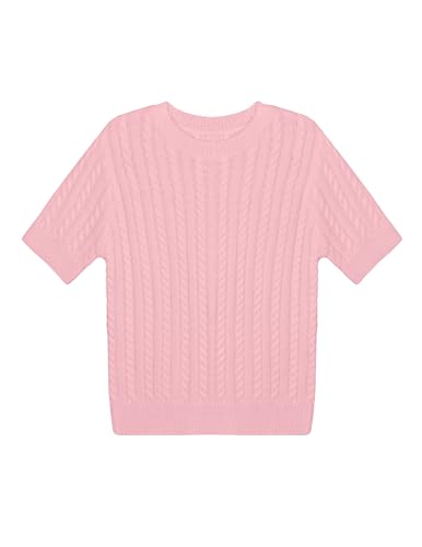 Image of Libsorge Womens Cropped Short Sleeve Sweater Fall 2025 Crewneck Sheer Knit Tops - Lightweight, Thin, Crop, Slim Fit