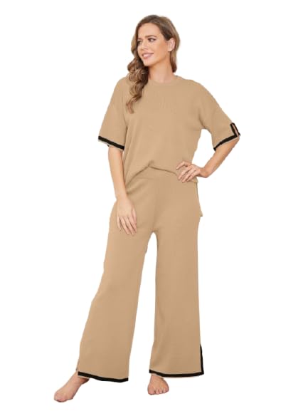 Image of TIGMA Women Casual Summer co ords Set Track Suit Oversized Top Baggy Pant,Top and Pajama Set