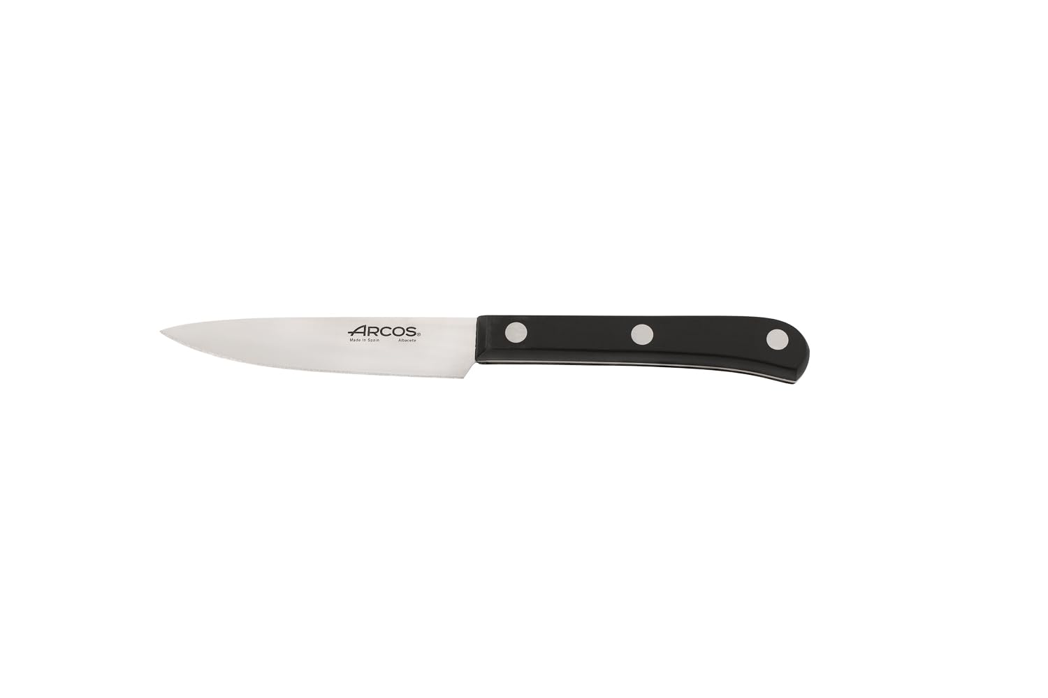 Arcos Serie Europa - Set de Cuchillos de Cocina 3 piezas (Mondador + Cocina + Santoku) - Hoja de Acero Inoxidable NITRUM - Mango de Polioximetileno (POM) - Color Negro