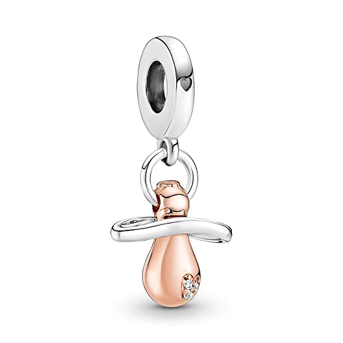 Wedanor Donna Ciondolo Il ciuccio Dangle Argento 925 Colgantes con Zirconia cubica per Charm Bracciale