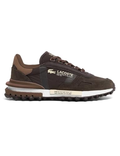 Lacoste Elite Active 12, Zapatillas Deportivas Retro de Nailon y Ante, Color Marrón, Ligeras, Unisex (Sistema Tallas Calzado EU, Adulto, Hombre, Números, Mediano, 47)