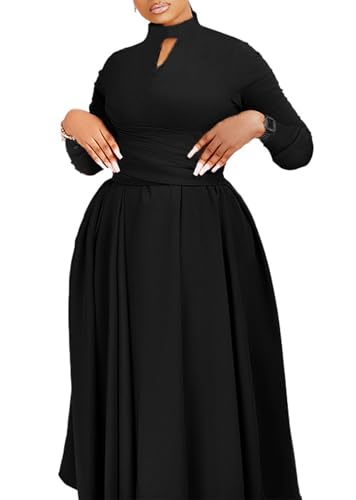 Women's Long Sleeve Maxi Dress Church Cocktail African Formal Fall Dresses Plus Size Wedding Guest Dress2