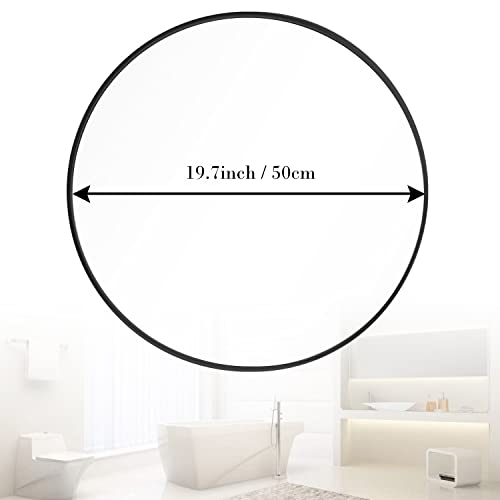 Amazing Tour 50cm Large Modern Round Mirror Black Brushed Frame Wall Mirror Metal Framed HD Glass Wall for Makeup Bathroom Living Room - Image 6