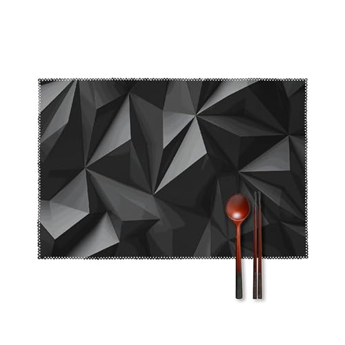 Set de table noir géométrique lavable pour table de cuisine - 2