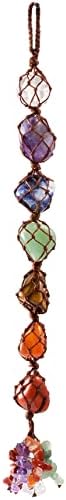 Top Plaza Gemstones Reiki Healing Crystals Hanging Ornament Home Indoor Decoration for Good Luck,Yoga Meditation,Protection (7 Chakra)