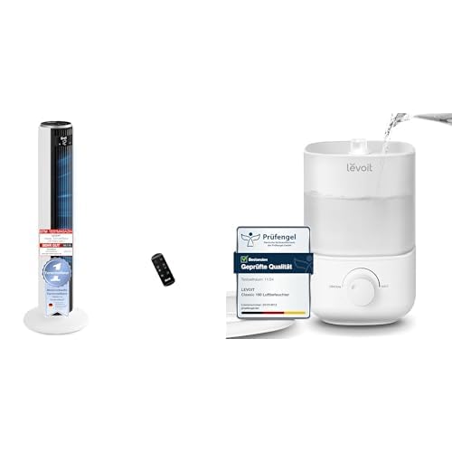 Levoit 20dB sehr leiser Turmventilator, 26W Ventilator mit DC Motor+‎Classic 160-2,5L Mini Luftbefeuchter