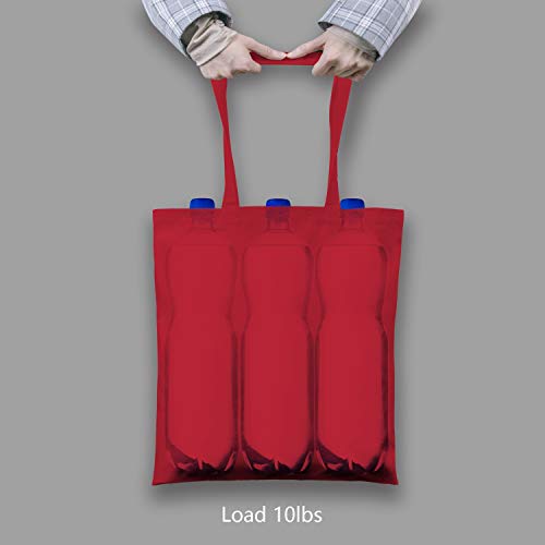 Image of TOPDesign 6-Pack Economical 16 inchx15 inch Red Cotton Tote Bag, Lightweight Medium Reusable Grocery Shopping Cloth Bags, Suitable for DIY, Advertising, Promotion, Gift, Activity