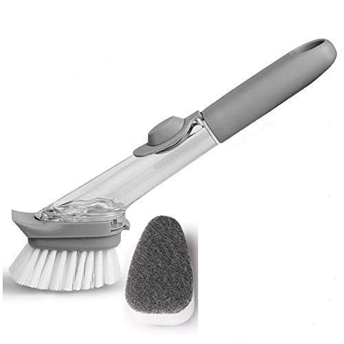 NINZA Kitchen Usable Long Handle Sponge with White Wok | Decontamination Cleaning Scrubber Dish Bowl Washing Sponge with Refill | Dish Wand Brush Set-image-14