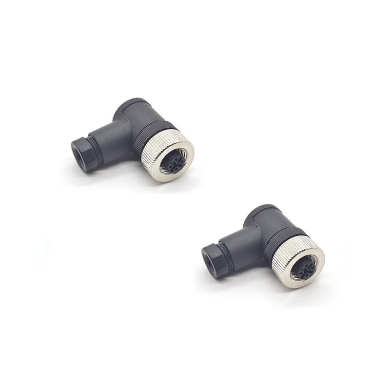 10Pcs M12 4 Pin Female Connector,Right Angle Field Assembly Wireable Adapter 12mm A Code Industrial Circular Connector IP67 Waterproof Sensor for PG7 Cable Unshiled 250V 4A AC/DC for Electric Bicycles