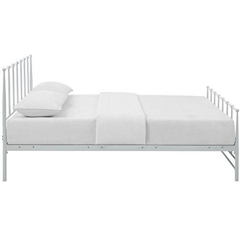 Modway Estate Steel Metal King Platform Bed With Metal Slat Support In White #TOP3