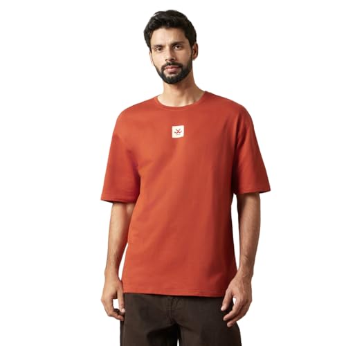 Image of WROGN Men's 100% Cotton T-Shirt | Back Graphic Print | Oversized Fit