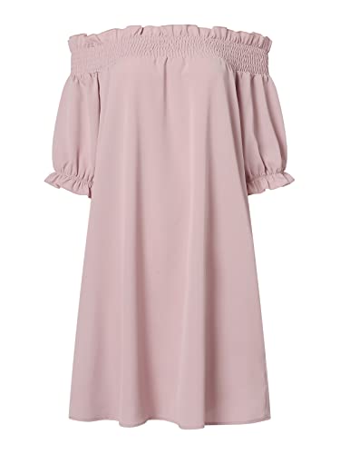 Yoins Women Off Shoulder Mini Dress Casual Solid Short Sleeve Summer Tunic T-Shirt Blouse Loose Fit Dresses Pink #TOP1