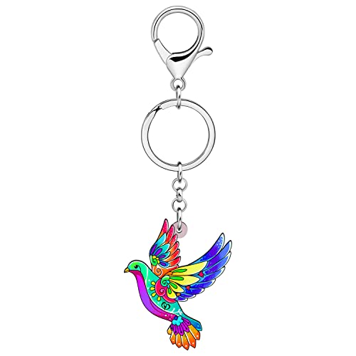 WEVENI Acrylic Cute Pigeon Keychain Charms Bird Keyring Jewelry For Women Girls4